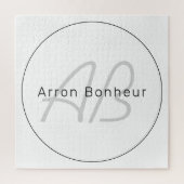 Puzzle White Grey et Black | Cool Name & Monogram (Vertical)