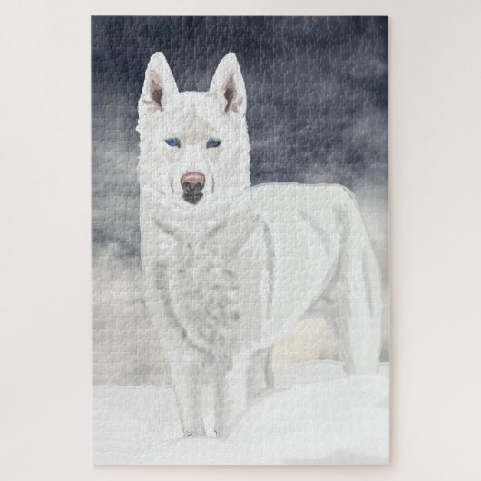 Puzzle White Husky (Vertical)