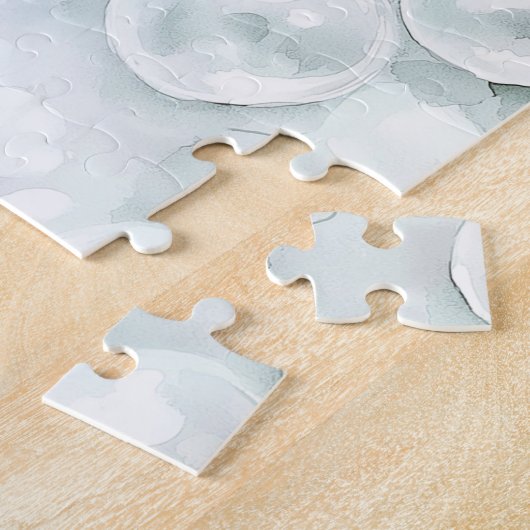 Puzzle White Ocean Seafoam Blue Shells Pearls (Côté)