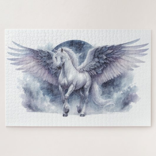 Puzzle White Pegasus Moonlit Wings Celestial Dream (Horizontal)