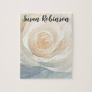 Puzzle White rose abstract flower painting