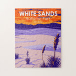 Puzzle White Sands National Park Nouveau Mexique Vintage<br><div class="desc">Design d'illustration vectorielle White Sands. Le parc est situé dans l'état du Nouveau-Mexique et complètement entouré par la chaîne de missiles White Sands.</div>