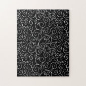 Puzzle White Scrolling Curves on Solid Black Challenging (Vertical)