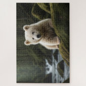 Puzzle White Spirit Bear Cub Wildlife Art (Vertical)