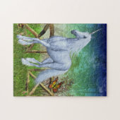 Puzzle White Unicorn Woodland Gate Imaginaire Cheval Art (Horizontal)