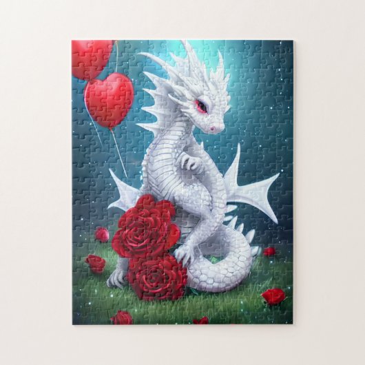 Puzzle White Valentine Love Dragon (Vertical)