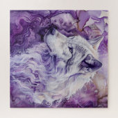 Puzzle White Wolf on Purple Abstract (Horizontal)