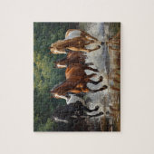 Puzzle Wild Horses Galloping Water Splash Painting (Vertical)