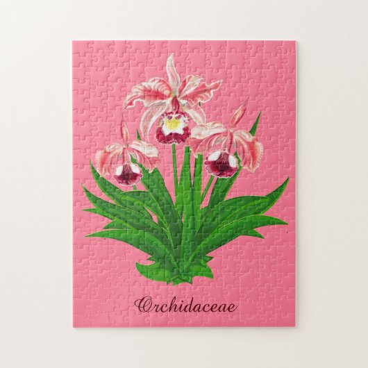 Puzzle Wild Orchids - Coral Pink Orchids and Foliage  (Vertical)