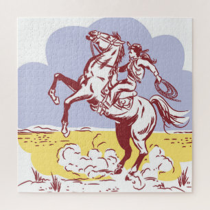 Puzzle Wild West Cowgirl : Dessin Vintage Line.