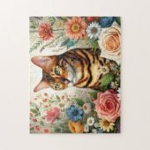 Puzzle Wildflower Bengal Cat (Vertical)