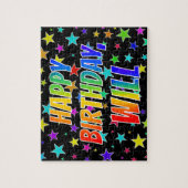 Puzzle "WILL" First Name, Fun "HAPPY BIRTHDAY" (Vertical)
