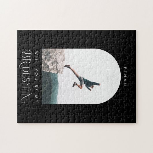 Puzzle Will you be my Bridesman Minimal Photo Black Arch (Horizontal)
