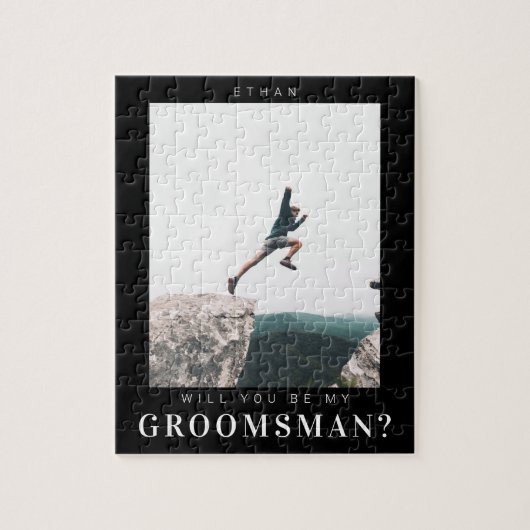 Puzzle Will you be my Groomsman Minimal Photo Dark Modern (Vertical)