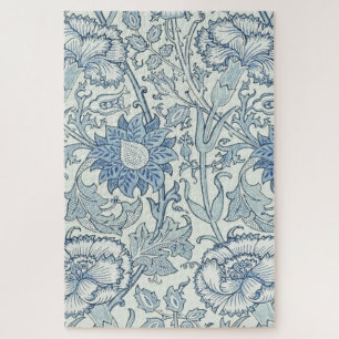 Puzzle William Morris Beau motif floral, bleu, rose