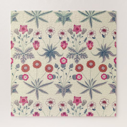 Puzzle William Morris Daisy Motif Floral Rouge Orange (Vertical)
