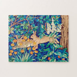 Puzzle William Morris "Deux Hares" dans une forêt