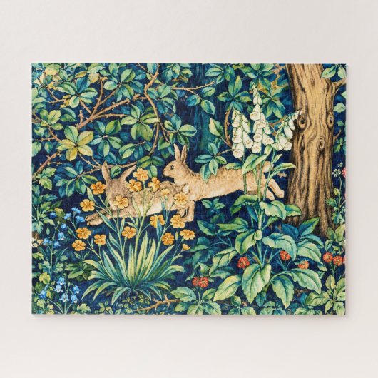 Puzzle William Morris "Deux Lièvres" Impression de lapins (Horizontal)