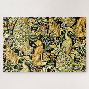 Puzzle William Morris Forêt Tapisserie Fox Hare Peacock