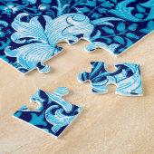 Puzzle William Morris Iris et Lys, Bleu Indigo & Blanc (Côté)