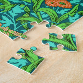 Puzzle William Morris Irises, orange et turquoise (Côté)