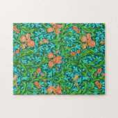 Puzzle William Morris Irises, orange et turquoise (Horizontal)