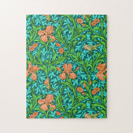 Puzzle William Morris Irises, orange et turquoise (Vertical)