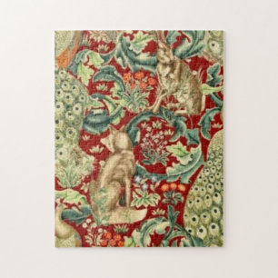 Puzzle William Morris Red Motif Forest