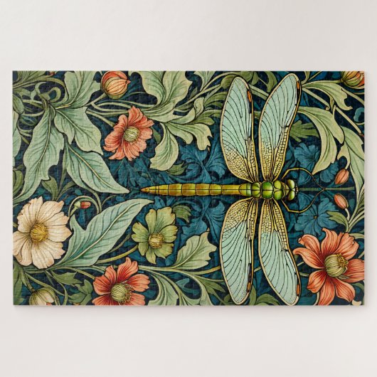 Puzzle William Morris Style Flower Pattern Dragonfly Puzz (Horizontal)