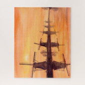 Puzzle Windmills Sunset Watercolor Peinture (Vertical)