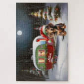 Puzzle Winter Dachshund Caravan Christmas Adventure (Vertical)