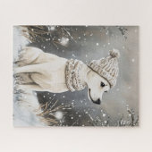 Puzzle winter Dog Knitted Hat Snow (Horizontal)