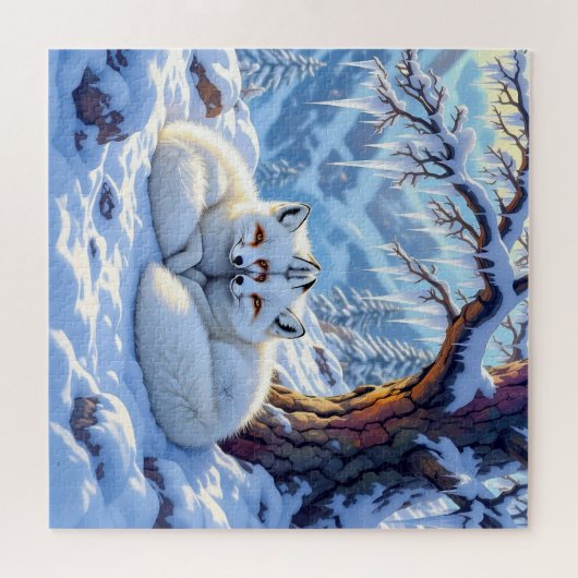 Puzzle Winter Foxes on a Snowy Winter Day  (Horizontal)