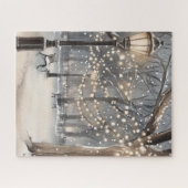 Puzzle Winter Night Snow Park String Lights (Horizontal)