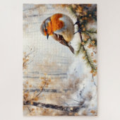 Puzzle winter robin bird (Vertical)