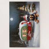 Puzzle Winter Rottweiler Caravan Christmas Adventure (Vertical)