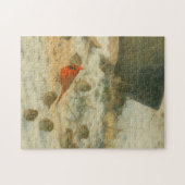 Puzzle Winter Watercolor Cardinal and Sparrows (Horizontal)