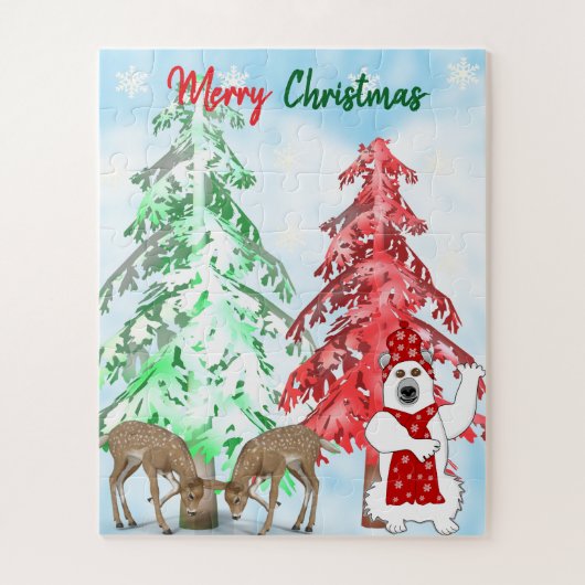 Puzzle Winter Wonderland Deer, Tree, & Bear Christmas  (Vertical)