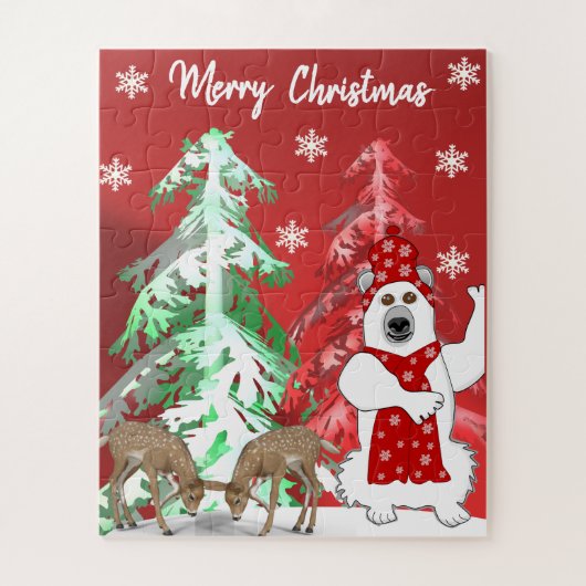 Puzzle Winter Wonderland Deer, Tree, & Bear Christmas  (Vertical)