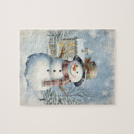 Puzzle Winter Wonderland Frostman Snowman Aquarelle (Horizontal)