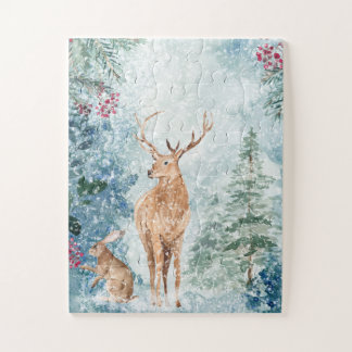 Puzzle Winter Woodland Forest Deer