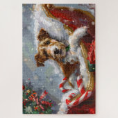 Puzzle Wire Fox Terrier Dog Christmas Festive  (Vertical)