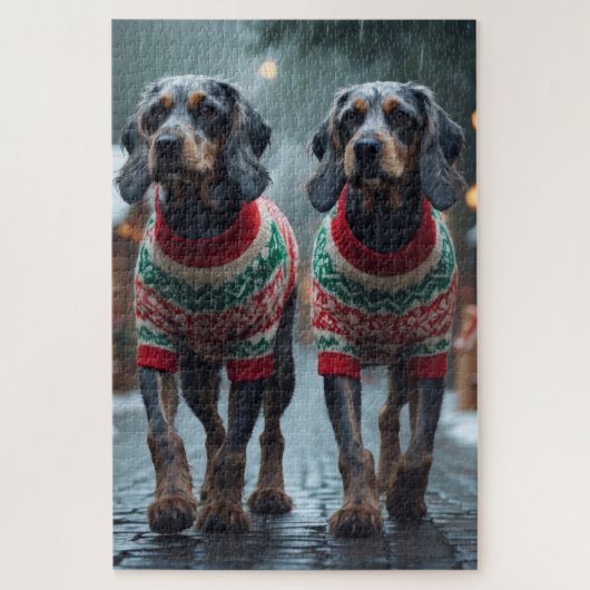 Puzzle Wired Haired Pointing Griffon Dogs Christmas Snow  (Vertical)