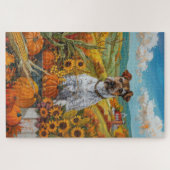 Puzzle Wirefox Terrier Chien Automne Moisson Thankgiving (Horizontal)