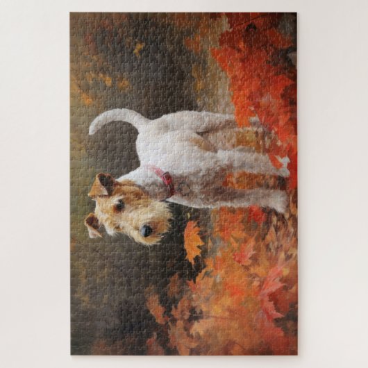 Puzzle Wirefox Terrier en automne Leaves automne Inspire (Vertical)