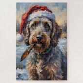Puzzle Wirehaired Griffon Rustic Winter Hunt Hat (Vertical)