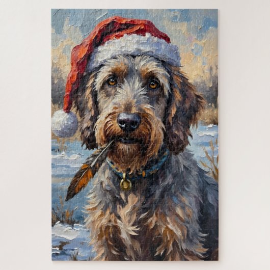 Puzzle Wirehaired Griffon Rustic Winter Hunt Hat (Vertical)