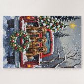 Puzzle Wirehaired Pointing Griffon Christmas Red Truck (Horizontal)
