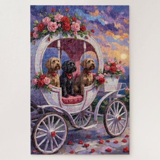 Puzzle Wirehaired Pointing Griffon Dog Valentine's Day (Vertical)
