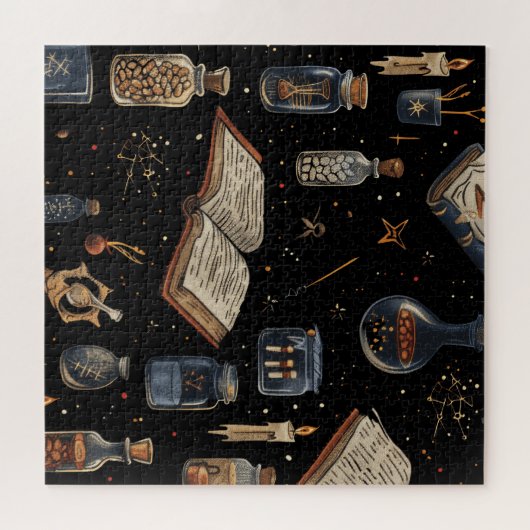 Puzzle Witchcraft Potion Pattern – Halloween Magic (Horizontal)